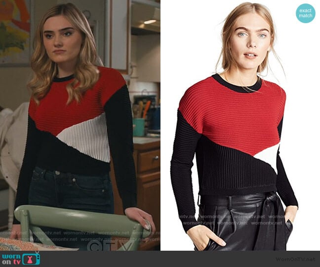 Scarlett Sweater by Rebecca Minkoff worn by Taylor Otto (Meg Donnelly) on American Housewife