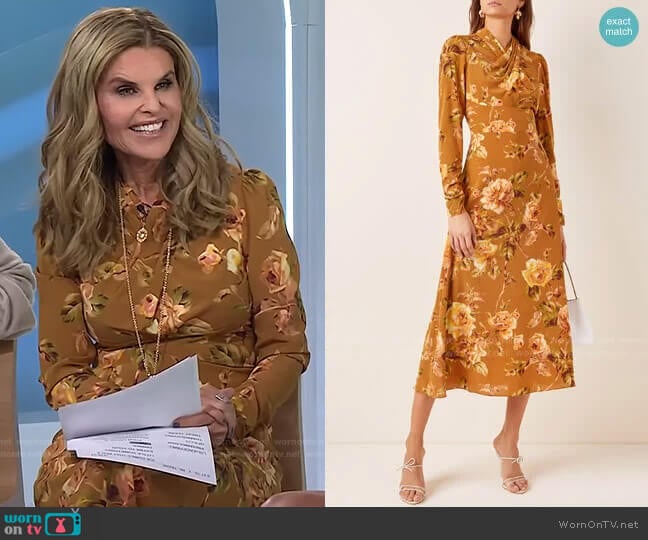 Resistance Floral-Print Silk Dress by Zimmermann worn by Maria Shriver on Today