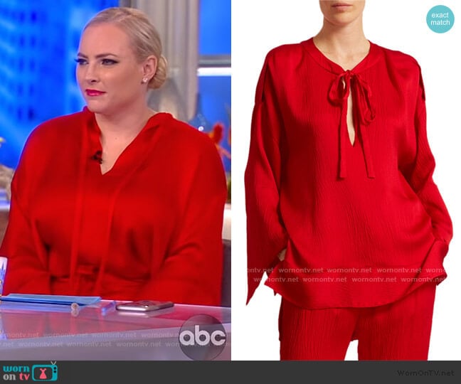 Ciro Flared Silk-satin Blouse and Pants by Roland Mouret worn by Meghan McCain on The View