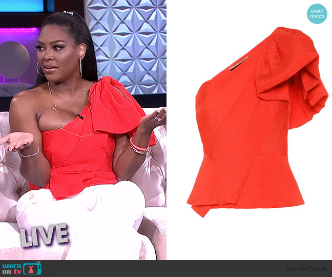 Toulon silk-jacquard Top by Roland Mouret worn by Kenya Moore on The Real