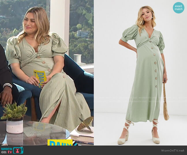 Maternity Button Through Twist Front Maxi Tea Dress by Asos worn by Carissa Loethen Culiner on E! News