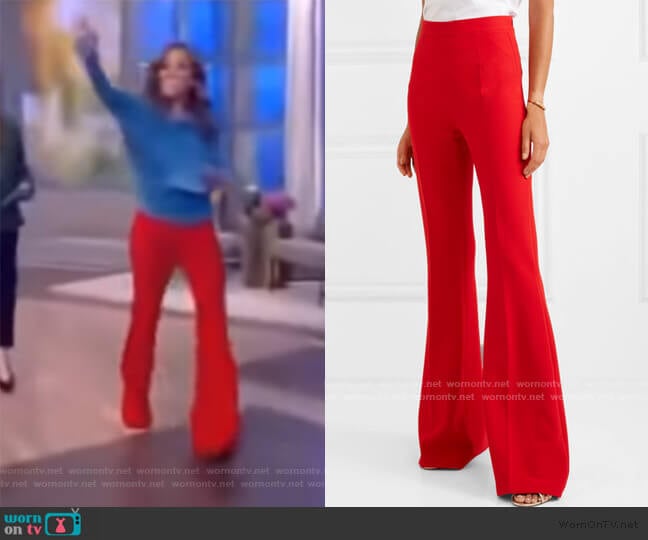 Stretch Crepe Flared Pants