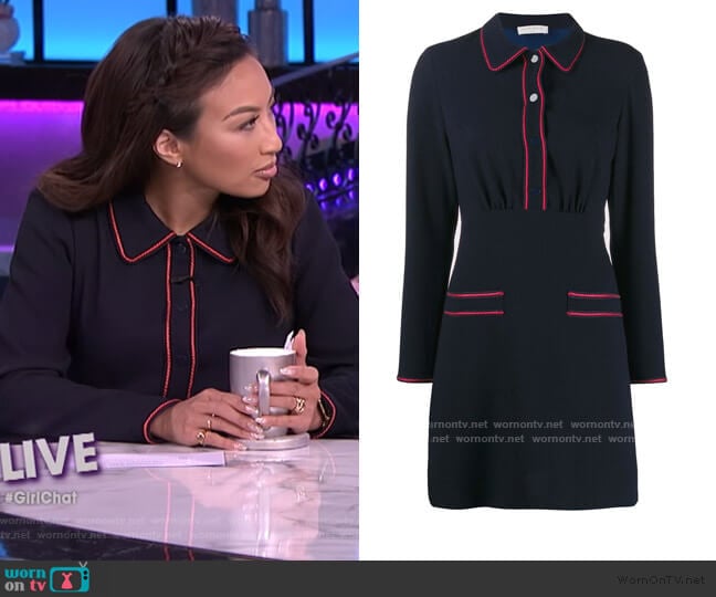 Contrast-piping Mini Dress by Sandro worn by Jeannie Mai on The Real