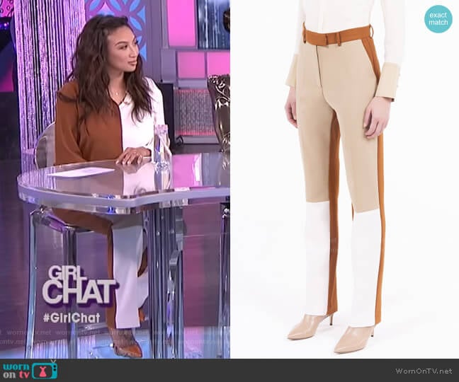 Space Trousers by Simona Corsellini worn by Jeannie Mai on The Real