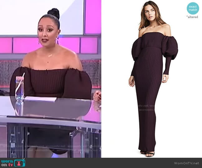 WornOnTV: Tamera’s purple off-shoulder puff sleeve dress on The Real ...