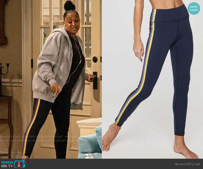 Spiritual Gangster Rainbow Stripe 7/8 High Vibe Legging worn by Cocoa McKellan (Tia Mowry-Hardrict) on Family Reunion