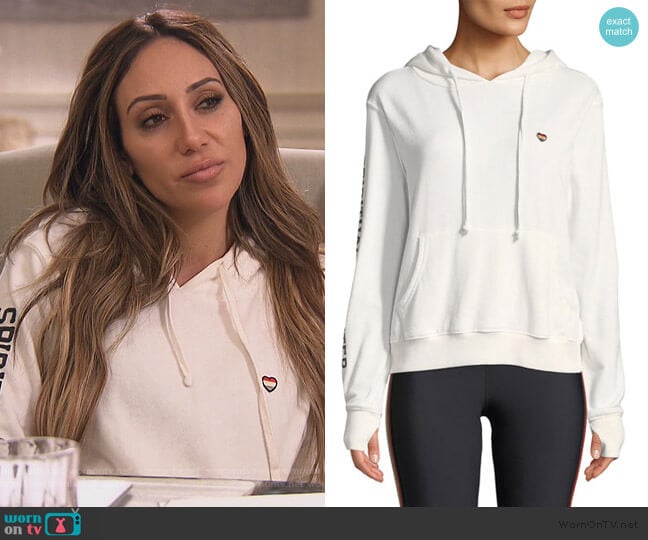 Sundown Hooded Varsity Graphic Pullover by Spiritual Gangster worn by Melissa Gorga on The Real Housewives of New Jersey