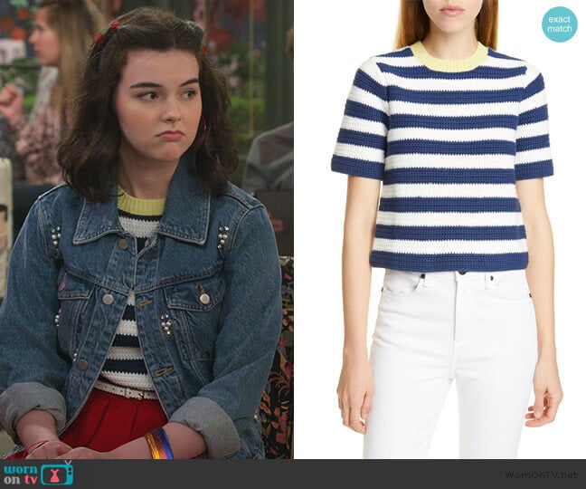 Esther Stripe Sweater by Staud worn by Hannah (Merit Leighton) on Alexa & Katie