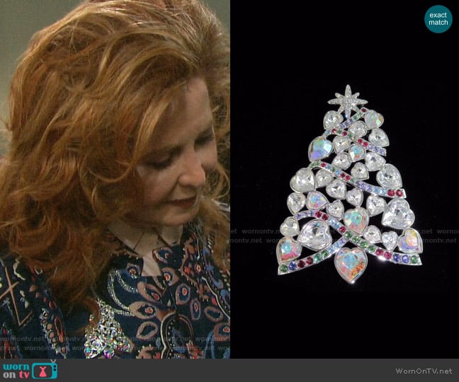 Swarovski Crystal 2007 Rockefeller Center Christmas Tree Brooch worn by Maggie Horton (Suzanne Rogers) on Days of our Lives