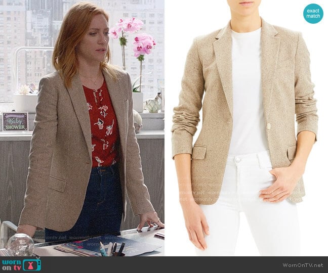 Theory Staple Wool & Stilk Blend Blazer worn by Julia Bechley (Brittany Snow) on Almost Family