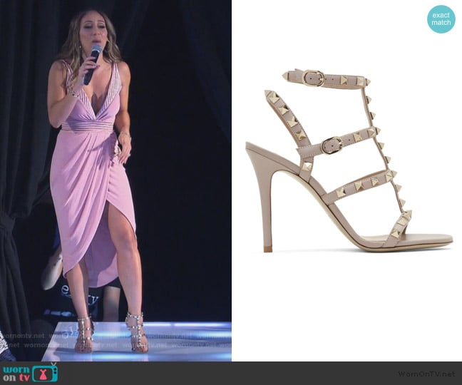 Garavani Rockstude Cage Sandals by Valentino worn by Melissa Gorga on The Real Housewives of New Jersey