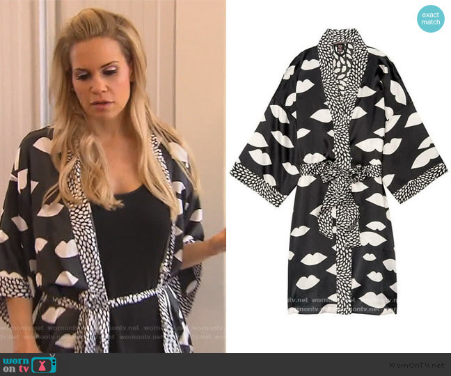 Lip Print Robe by Victoria Secret worn by Jackie Goldschneider on The Real Housewives of New Jersey