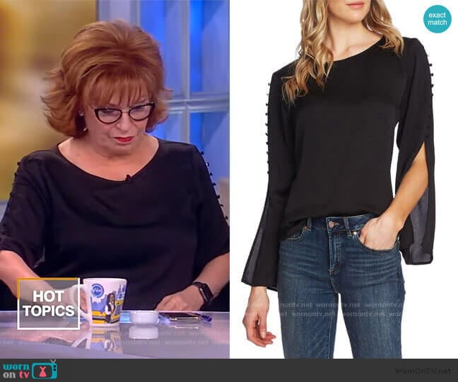 Button Split Sleeve Hammered Satin Top by Vince Camuto worn by Joy Behar on The View