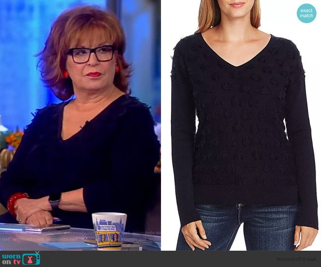 Floating Fringe Dot V-Neck Sweater by Vince Camuto worn by Joy Behar on The View