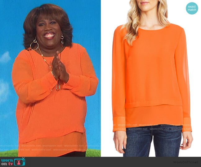 Layered Rumple Georgette Top by Vince Camuto worn by Sheryl Underwood on The Talk