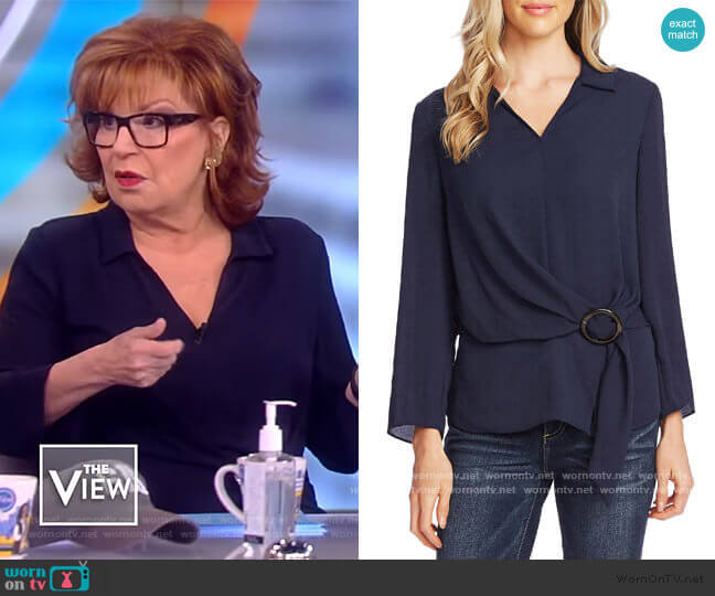 Rumple V-Neck Belted Blouse by Vince Camuto worn by Joy Behar on The View