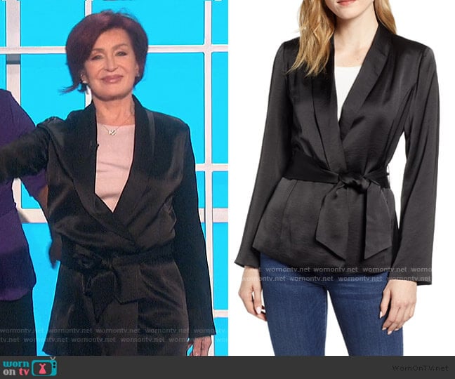 Satin Belted Blazer by Vince Camuto worn by Sharon Osbourne on The Talk