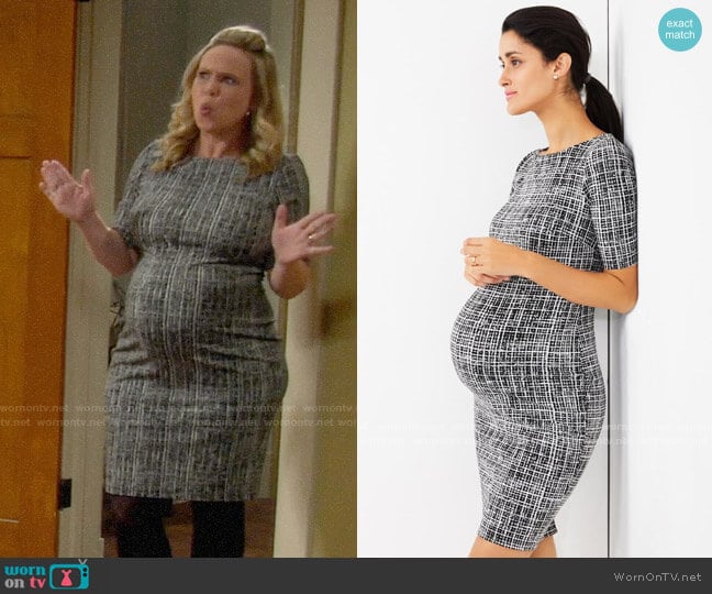 A Pea in the Pod Textured Bodycon Maternity Dress worn by Kristin Baxter (Amanda Fuller) on Last Man Standing