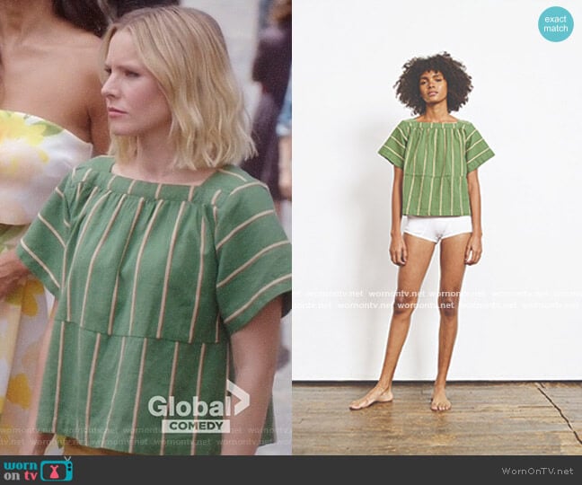 Ace & Jig Vista Top in Cactus worn by Eleanor Shellstrop (Kristen Bell) on The Good Place