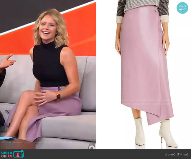 Lucilla Faux-Leather Wrap Skirt by Aeron worn by Sara Haines on Good Morning America