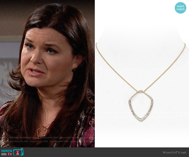 Alexis Bittar Miss Havisham Pave Kite Orbit Pendant Necklace worn by Katie Logan (Heather Tom) on The Bold and the Beautiful