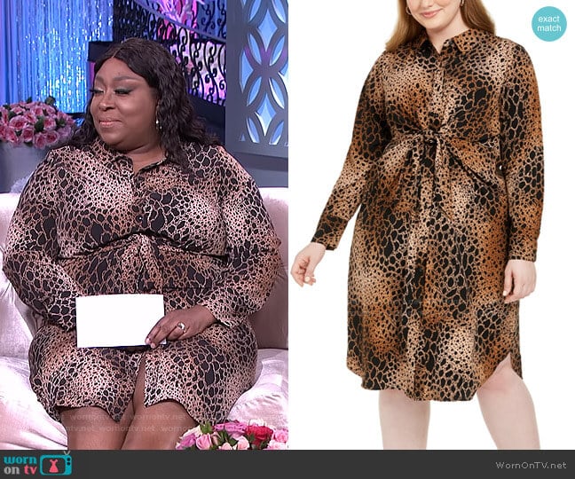 Plus Size Printed Tie-Front Shirtdress by Alfani worn by Loni Love on The Real