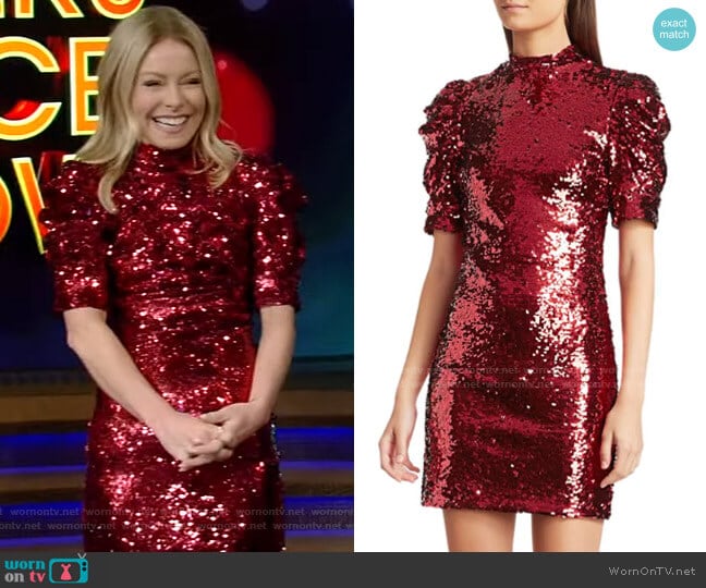 Brenna Sequin Dress by Alice + Olivia worn by Kelly Ripa on Live with Kelly and Mark