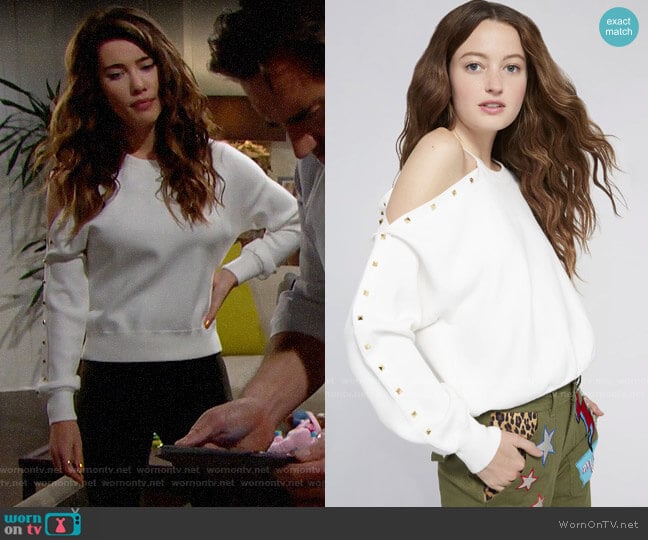 Alice + Olivia Michael Sweatshirt worn by Steffy Forrester (Jacqueline MacInnes Wood) on The Bold and the Beautiful