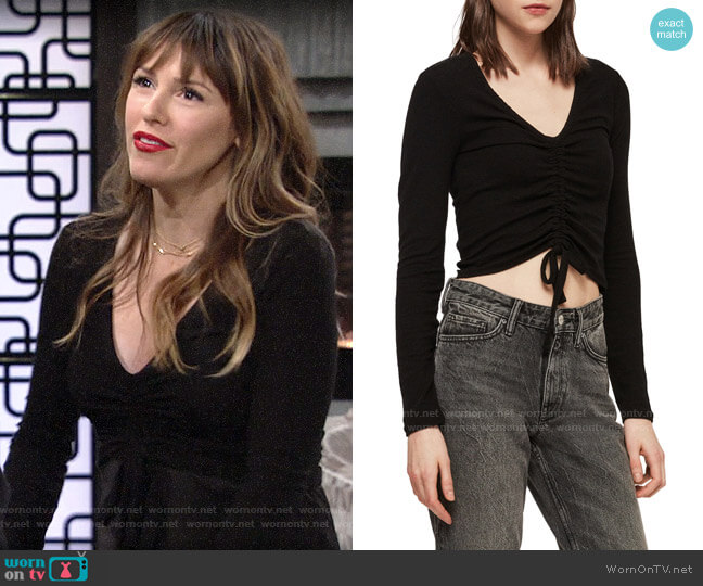 All Saints Rina Drawstring Tee worn by Chloe Mitchell (Elizabeth Hendrickson) on The Young and the Restless