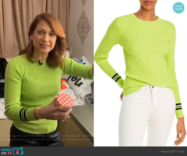 Striped-Cuff Sweater by Aqua worn by Ginger Zee on Good Morning America