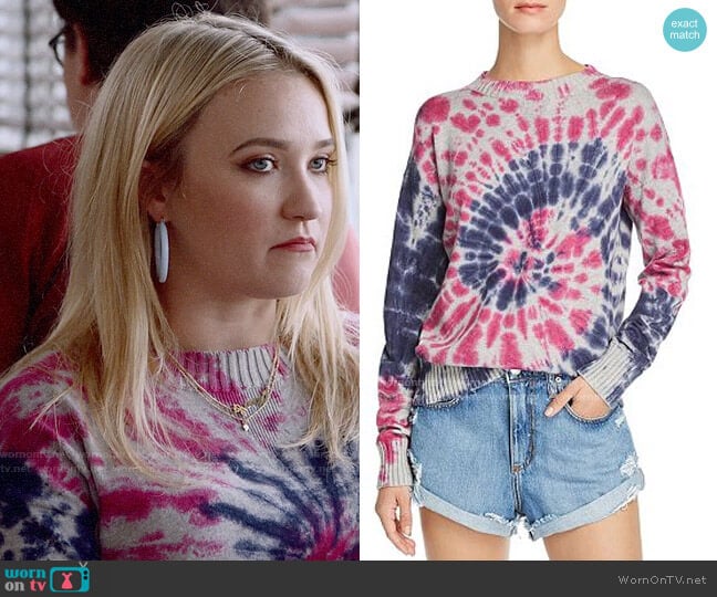 Aqua Tie-Dye Crewneck Sweater worn by Roxy Doyle (Emily Osment) on Almost Family