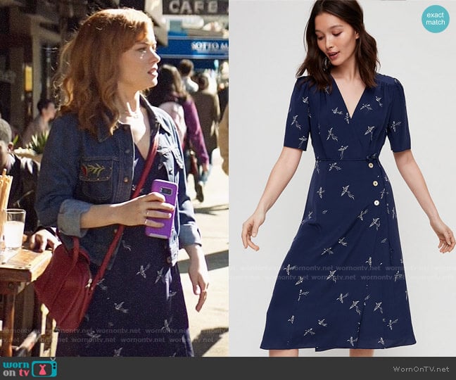 WornOnTV: Zoey’s navy bird print wrap dress on Zoeys Extraordinary ...