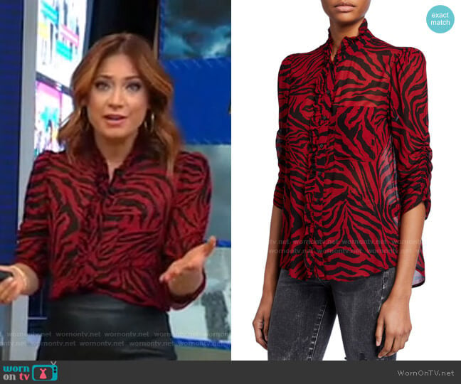 Sisco Tiger-Print Button-Down Top by Ba&Sh worn by Ginger Zee on Good Morning America