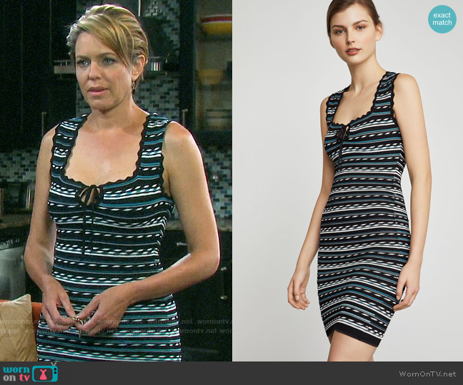 Bcbgmaxazria Dotted Stripe Bodycon Dress worn by Nicole Walker (Arianne Zucker) on Days of our Lives