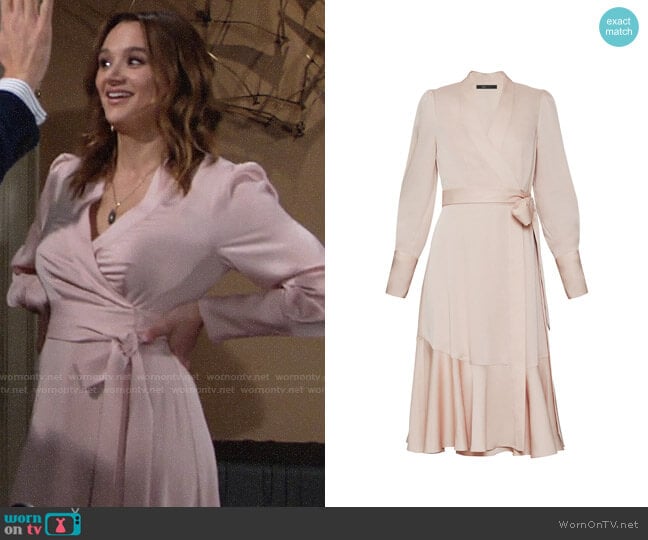 Bcbgmaxazria Satin Crepe Long Sleeve Dress worn by Summer Newman (Hunter King) on The Young and the Restless