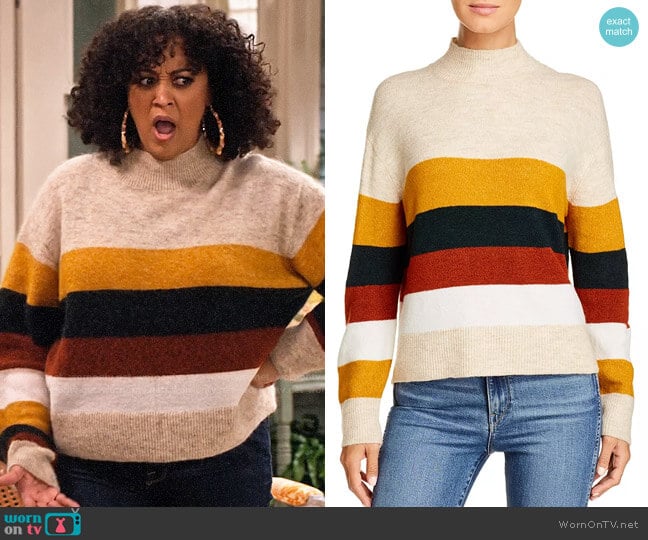 BeachLunchLounge Portia Striped Sweater worn by Cocoa McKellan (Tia Mowry-Hardrict) on Family Reunion