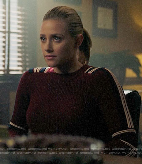 Betty's red striped sleeve sweater on Riverdale