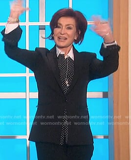 Sharon’s polka dot contrast blouse on The Talk