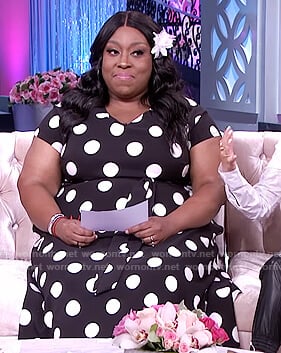 Loni's black polka dot tie dress on The Real