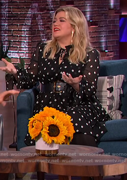 Kelly’s black sheer polka dot dress on The Kelly Clarkson Show