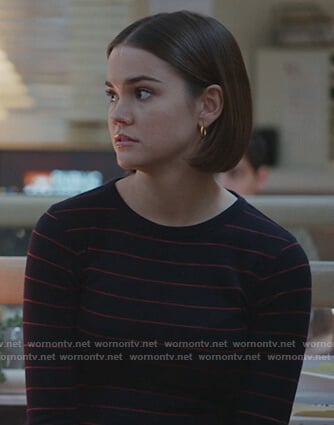 Callie's navy striped long sleeve tee on Good Trouble
