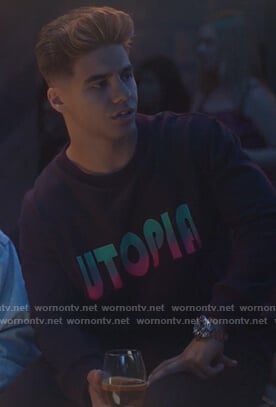 Vivek’s black Utopia sweatshirt on Grown-ish