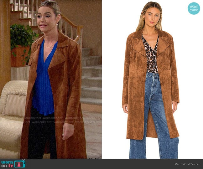 Blank NYC Coco Faux Suede Trench Coat worn by Shauna Fulton (Denise Richards) on The Bold and the Beautiful