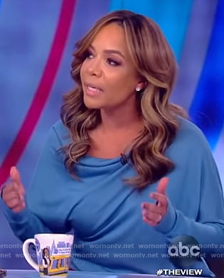 Sunny’s blue drape sweater on The View