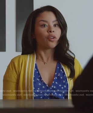 Mariana’s blue floral smocked top on Good Trouble