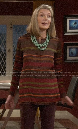 Bonnie’s brown striped blouse on Last Man Standing
