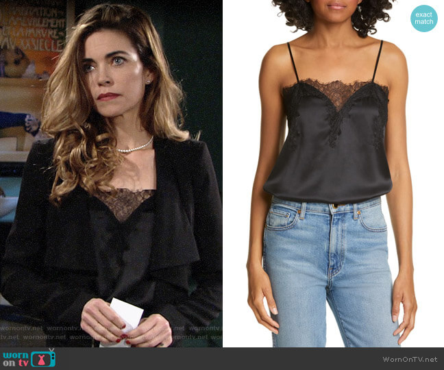 Cami NYC The Sweetheart Silk Charmeuse Camisole worn by Victoria Newman (Amelia Heinle) on The Young and the Restless