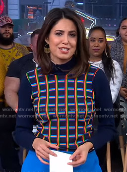 Cecilia's grid check sweater on Good Morning America