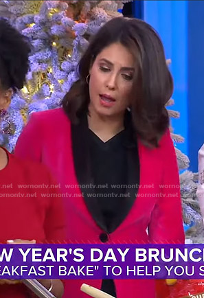 Cecilia’s pink velvet blazer on Good Morning America