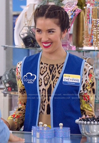 Cheyenne's leopard and floral sweater on Superstore